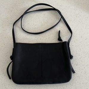 Madewell knotted black leather cross body bag